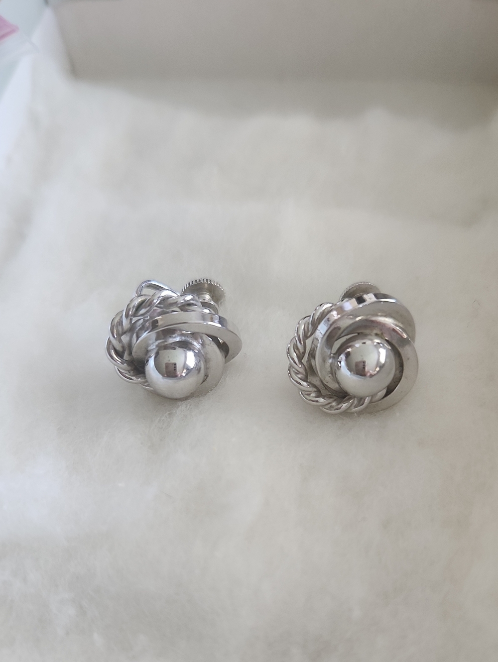 Classic Silver Tone Rope Knot Clip-On Earrings